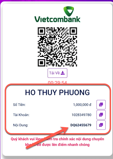 Thông tin nạp tiền tobet